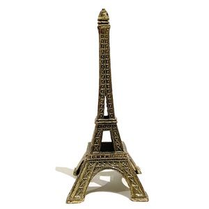 Brass Eiffel Tower Figurine Paris France Made in Italy Desk Decor Gold Tone Home
